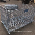 Movable galvanized metal storage cage, folding anticorrosion wire mesh container